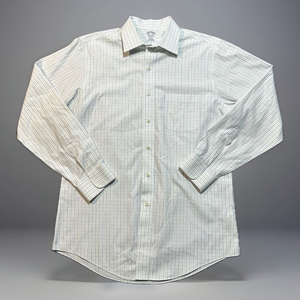 Brooks Brothers Regent Dress Shirt 15.5 34 Non Iron Supima Cotton Tattersall
